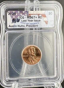 2025 P MS 67+ RD Lincoln Shield Cent ICG Austin Hutto Signed Gulf Of America - Picture 1 of 2