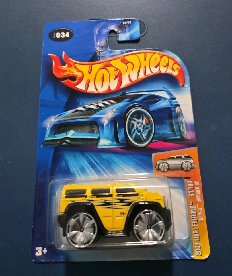 Hot Wheels #34 2004 primeras ediciones 34/100 Blings Hummer H2 amarillo con cromo Bling Foto 1 de 3