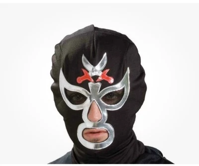MACHO MEXICAN WRESTLER MASK Lot 2 Adult Halloween Black Poly Hood Monster Ninja - Image 1 of 4