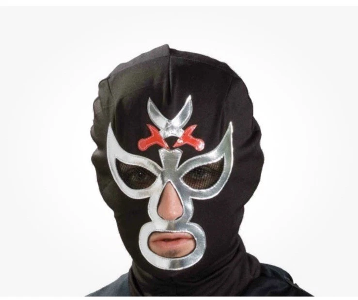 MACHO MEXICAN WRESTLER MASK Lot 2 Adult Halloween Black Poly Hood Monster Ninja - Image 1 of 4
