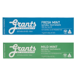 Grants Natural Toothpaste Twin Pack – Tea Tree Oil Fresh / Aloe Vera Mild Mint - Foto 1 di 21
