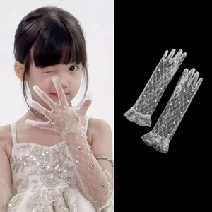 Bright Diamonds Flower Girl Gloves Bridal Wedding Gloves for Performance Photo - Picture 1 of 12