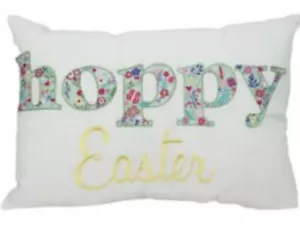 Set 2 Cuscini Decorativi Applique Floreale Pasqua Hoppy 14”x20” Floreale Oro NUOVI - Foto 1 di 5