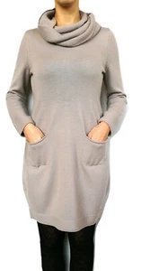 ELLA Costume Jersey Robe Avec Écharpe en Laine Mérinos Femme Modèle Elda Beige L - Imagen 1 de 8