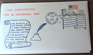 U.S. CONSTITUTION  1987-1987 WE THE PEOPLE KOKOMO INDIANA FLAG CANCEL COVER