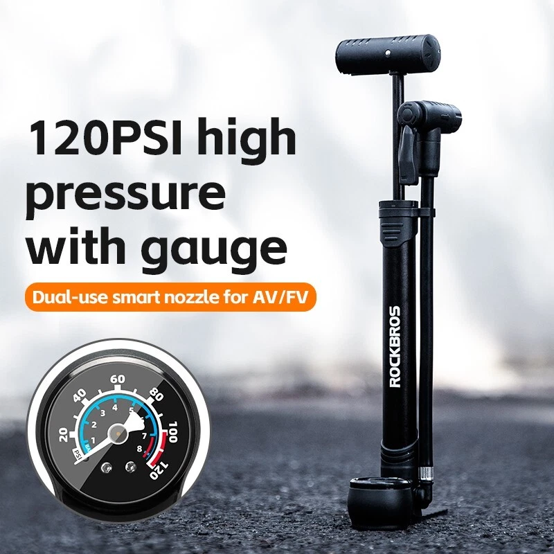ROCKBROS High Pressure Bicycle Bike Floor Air Pump Gauge Presta Schrader Valve - image 1 of 4