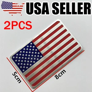 2 Pcs Car Truck 3D Metal USA Flag Sticker American Decal Body Emblem Accessories - Picture 1 of 5