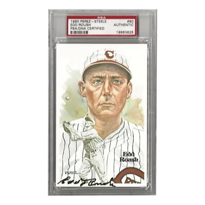 Edd Roush Signed 1980 Perez Steele #90 Postcard PSA COA Cincinnati Reds - Image 1 of 2