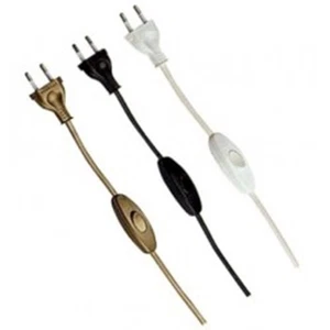 CABLAGGIO CAVO CON INTERRUTTORE SPINA PICCOLA 10A MT. 1,5 BIANCO/NERO/ORO - Imagen 1 de 1