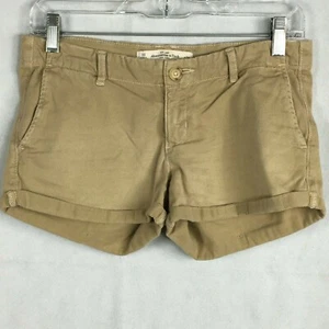 Abercrombie & Fitch Womens Tan Beige Cotton Khaki Cuffed Shorts Sz 00 - Picture 1 of 9