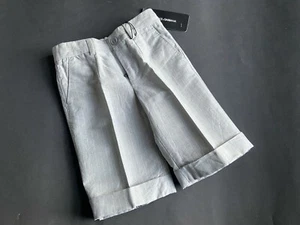 DOLCE & GABBANA Junior Grau weiß gestreifte Bermuda Shorts mit Leinen Gr.3 / 98 - Picture 1 of 7