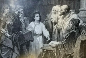 1885 Vintage Magazine Illustration Boy Jesus In Temple J. M. Heinrich Hofmann - Picture 1 of 2