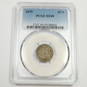 1879 PCGS XF40 - Three Cent Nickel - 3c US Coin #50113A - Picture 1 of 2
