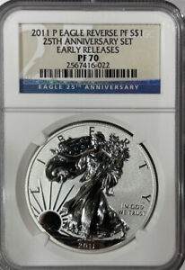 2011-P Early Releases Reverse Proof Silver Eagle 25th anniversary set NGC PF70