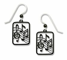 Sienna Sky Black Treble Clef Notes Music Earrings 1725, Handmade in the USA