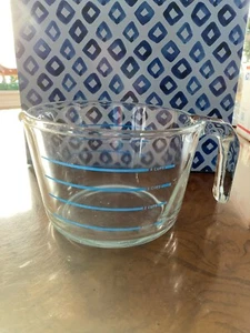 Pyrex Corning Messen 4 Tassen Blau M-320 Offener Griff Teig Schüssel Vintage USA  - Bild 1 von 6