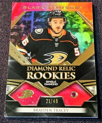 2022-23 UD Black Diamond Ruby /49 Brayden Tracey Diamond Relic Rookie RC #BDR-BT - Image 1 of 2