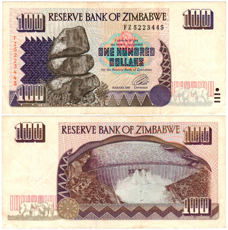 Zimbabwe $100 P#9a (1995) Reserve Bank of Zimbabwe VF - Image 1 of 1