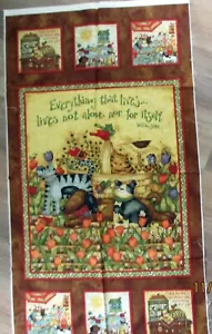 1 Colorful "Pals at Play" Cotton Quilting/Wallhanging Fabric Panel - Picture 1 of 1