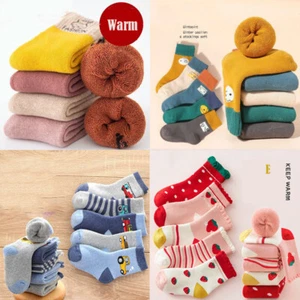 5 Pairs Baby Toddler Kids Boys Girls Thick Warm Cartoon Cotton Plush Soft Socks - Picture 1 of 26