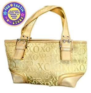 WOMEN'S HANDBAG. GOLD METALLIC YARN. XOXO BRAND, SILVER BUCKLE TRIM. Lightweight - Picture 1 of 10