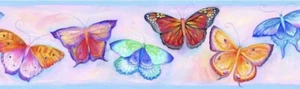 Blue Orange Butterfly Breezes Wallpaper Border, GU92141B - Picture 1 of 1