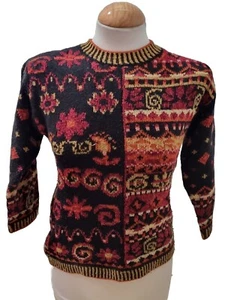 9-10yr M&S Knitted Floral Chenille Mix Jumper Pullover Sweater Party Top SALE - Picture 1 of 9