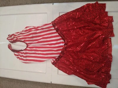 Small red and white sequin clown circus popcorn dress costume - Image 1 of 2