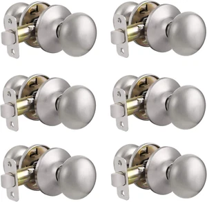 6 Pack Passage Door Knob Sets Door Handle Knob round Interior Door Lock Handle w - Picture 1 of 10