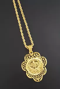 Tugra Kette Anhänger Türkische Gold Münze 24 Karat vergoldet Altin Kaplama Kolye - Bild 1 von 2