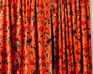 2 PC INDIAN VINTAGE COTTON VELVET CURTAIN DRAPE WINDOW DECOR HEAVY DOOR CURTAIN - Picture 1 of 10