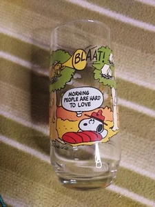 Vintage McDonald's Camp Snoopy Glass "Morning People Are Hard To Love" - Picture 1 of 6