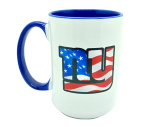 New York Giants NFL American Flag Logo Coffee Mug Tea Cup 15 oz Blue Interior - Picture 1 of 1