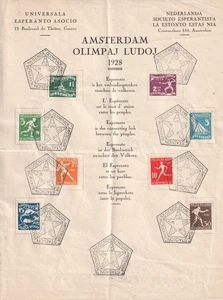 Netherlands 1928 Olympic Games 1928 esperanto sheet - Picture 1 of 1