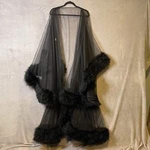 Women Sexy 3X Feather & Tulle Bridal Robe Old Hollywood Maternity Photoshoot - Picture 1 of 21
