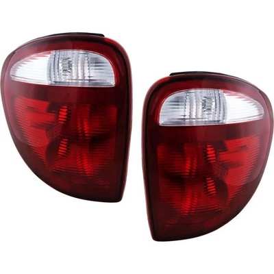 Halogen Tail Light Set For 2001-2003 Dodge Grand Caravan Clear & Red Lens 2Pcs - Image 1 of 4