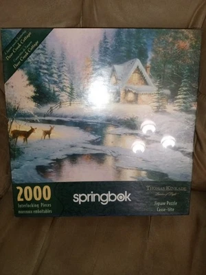 Springbok ~ Thomas Kinkade "Deer Creek Cottage" 2000 Piece Puzzle *NEW/SEALED* - Image 1 of 4