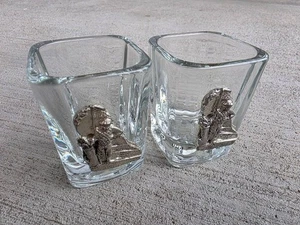 Vasos de chupito Metzke 1988 peltre guerrero maya - cuadrados - juego de 2 - vintage... - Imagen 1 de 4
