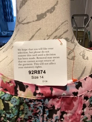 New With Tags Ladies Multicoloured Blouse .Size 14 Polyester With Double  Lining - Image 1 of 4