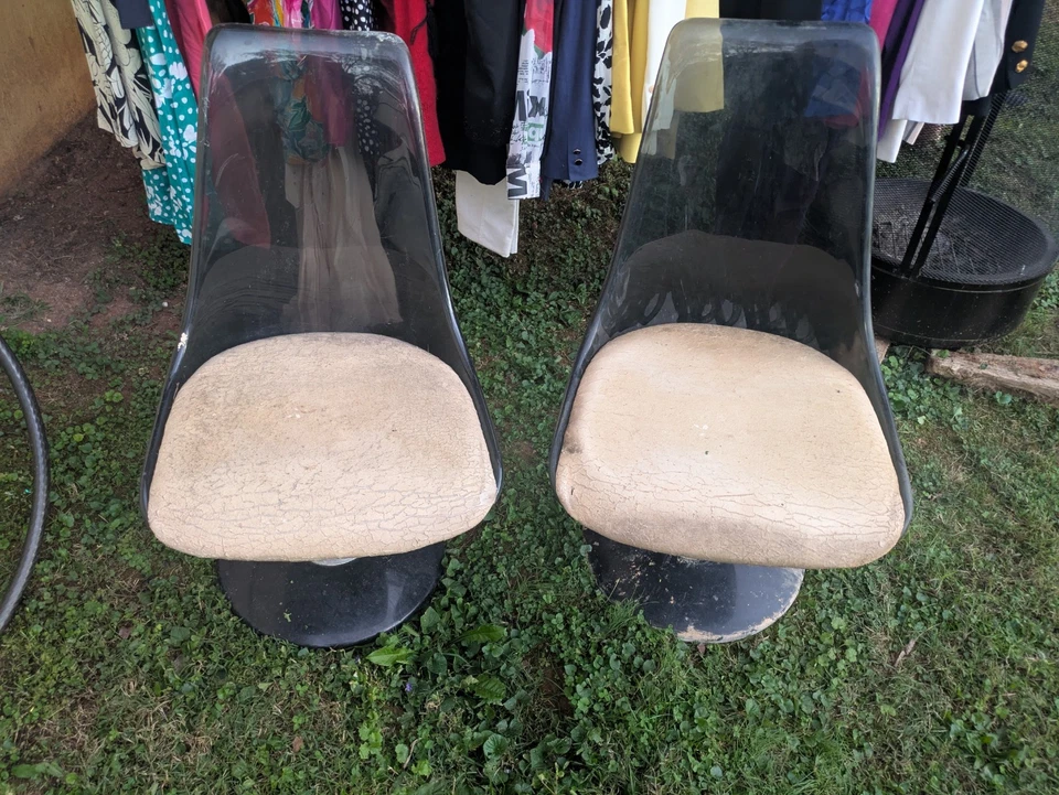  Pair  of retro, MCM, Mid Century Modern, Chromcraft, Smoke Lucite Chairs. - Image 1 of 1