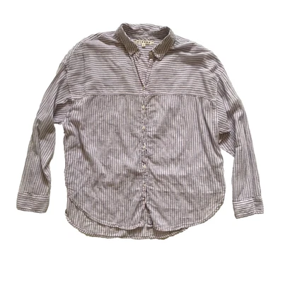 Blusa Camisa Blusa Xirena Con Botones Para Mujer XS Rosa Azul Manga Larga Rayas Foto 1 de 4