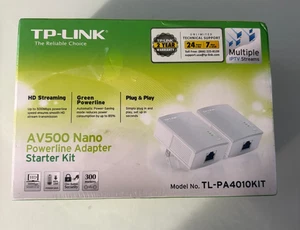 TP-Link AV500 Nano Powerline Adapter Starter Kit White TL-PA4010KIT Sealed - Photo 1/5