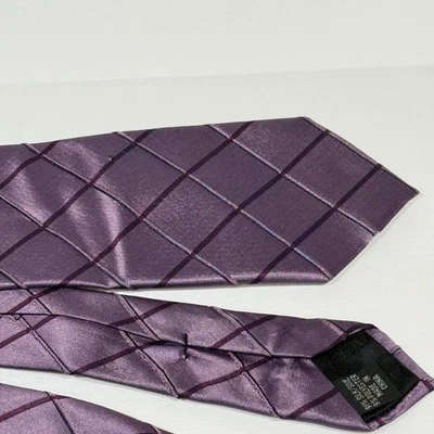 Corbata de cuello formal de seda con estampado de diamantes púrpura ventana gofre CALVIN KLEIN Foto 1 de 4