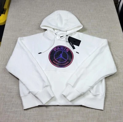 NIKE Air Jordan PSG Sudadera con Capucha Mediana Para Mujer Blanco Negro Pullover Logo Sudadera  Foto 1 de 4