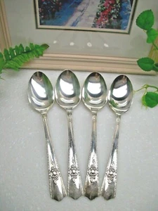 4   Wallace Harmony House   MAYTIME  Silverplate Oval Place Soup Spoons   1944   - Picture 1 of 6