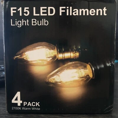 2 Pack(4units ea)BRIMAX F15 4W LED Filament Light Bulb E26 2700KWarm White Flame - Image 1 of 4
