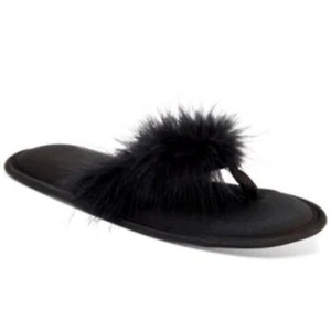 Inc Mujer Marabú Tanga Zapatillas, Zapatillas Zapatos con Piel, Negro XL (11/12) - Imagen 1 de 7