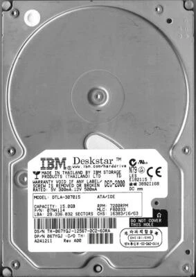 IBM  DTLA-307015 15GB IDE Hard Drive P/N: 07N4114  MLC: F80033 - Image 1 of 2