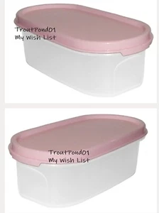 TUPPERWARE Modular Mates Set 2 Containers Oval 1 Light Pastel Pink Seal Lid 2 C - Picture 1 of 3