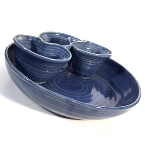 POTTERY CHIP AND DIP BOWL SHARON INGRAM RARE SIGNED 11" MUD PUDDLE POTTERY - Picture 1 of 15
